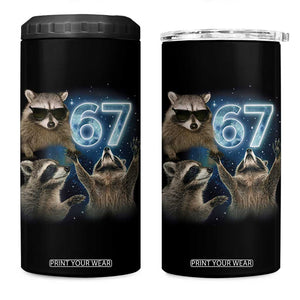 Funny 67 Raccoon Meme 4 in 1 Can Cooler Tumbler Howling at The Moon Funny Six Seven Weird Cursed TS10 One Size: 16 oz Black Print Your Wear