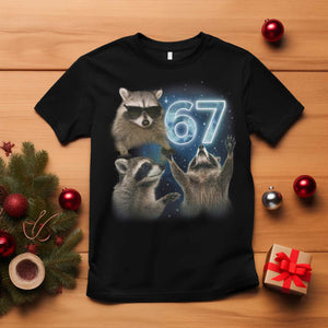 Funny 67 Raccoon Meme T Shirt Howling at The Moon Funny Six Seven Weird Cursed TS10 Black Print Your Wear
