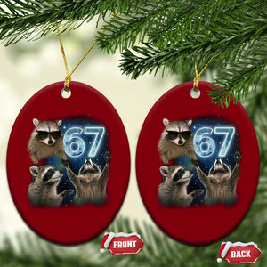 Funny 67 Raccoon Meme Ceramic Ornament Howling at The Moon Funny Six Seven Weird Cursed TS10 Print Your Wear