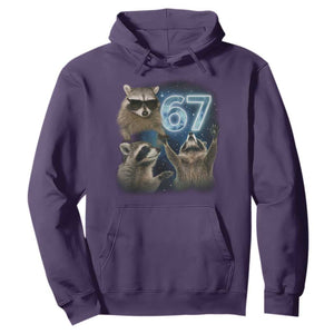 Funny 67 Raccoon Meme Hoodie Howling at The Moon Funny Six Seven Weird Cursed TS10 Purple Print Your Wear