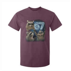 Funny 67 Raccoon Meme T Shirt For Kid Howling at The Moon Funny Six Seven Weird Cursed TS10 Maroon Print Your Wear