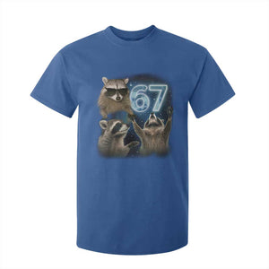 Funny 67 Raccoon Meme T Shirt For Kid Howling at The Moon Funny Six Seven Weird Cursed TS10 Royal Blue Print Your Wear