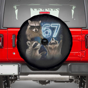 Funny 67 Raccoon Meme Spare Tire Cover Howling at The Moon Funny Six Seven Weird Cursed TS10 Black Print Your Wear