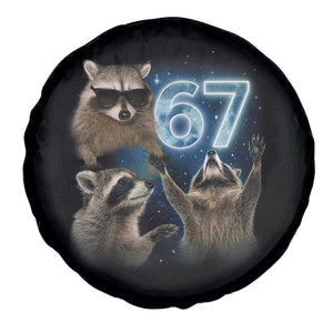 Funny 67 Raccoon Meme Spare Tire Cover Howling at The Moon Funny Six Seven Weird Cursed TS10 Print Your Wear