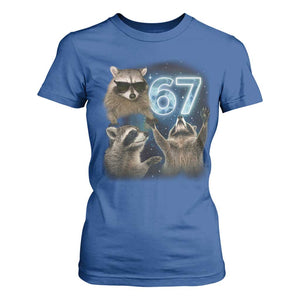 Funny 67 Raccoon Meme T Shirt For Women Howling at The Moon Funny Six Seven Weird Cursed TS10 Royal Blue Print Your Wear