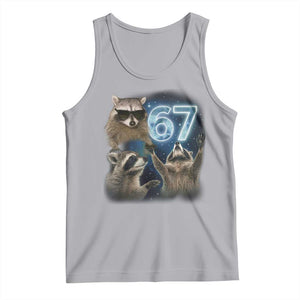 Funny 67 Raccoon Meme Tank Top Howling at The Moon Funny Six Seven Weird Cursed TS10 Athletic Heather Print Your Wear