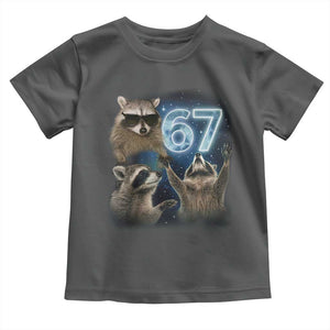 Funny 67 Raccoon Meme Toddler T Shirt Howling at The Moon Funny Six Seven Weird Cursed TS10 Dark Heather Print Your Wear