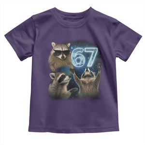 Funny 67 Raccoon Meme Toddler T Shirt Howling at The Moon Funny Six Seven Weird Cursed TS10 Purple Print Your Wear