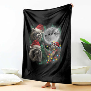 3 Raccoons Howling At Moon Christmas Throw Blanket Funny Weird Cursed Meme TS10 Print Your Wear