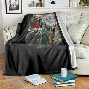 3 Raccoons Howling At Moon Christmas Throw Blanket Funny Weird Cursed Meme TS10 Print Your Wear