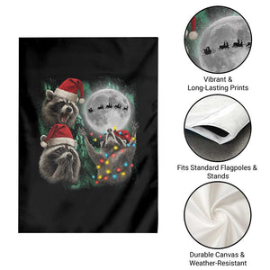 3 Raccoons Howling At Moon Christmas Garden Flag Funny Weird Cursed Meme TS10 Print Your Wear