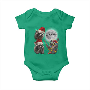 3 Raccoons Howling At Moon Christmas Baby Onesie Funny Weird Cursed Meme TS10 Irish Green Print Your Wear