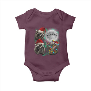 3 Raccoons Howling At Moon Christmas Baby Onesie Funny Weird Cursed Meme TS10 Maroon Print Your Wear