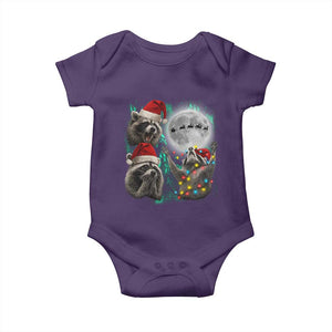 3 Raccoons Howling At Moon Christmas Baby Onesie Funny Weird Cursed Meme TS10 Purple Print Your Wear
