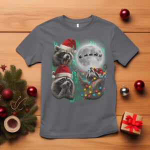 3 Raccoons Howling At Moon Christmas T Shirt Funny Weird Cursed Meme TS10 Charcoal Print Your Wear