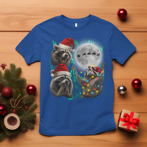 3 Raccoons Howling At Moon Christmas T Shirt Funny Weird Cursed Meme TS10 Royal Blue Print Your Wear