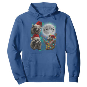 3 Raccoons Howling At Moon Christmas Hoodie Funny Weird Cursed Meme TS10 Royal Blue Print Your Wear