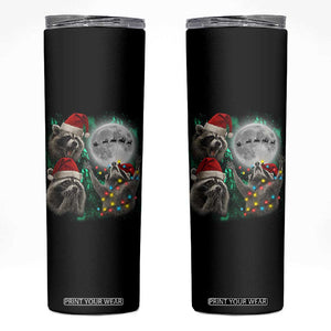 3 Raccoons Howling At Moon Christmas Skinny Tumbler Funny Weird Cursed Meme TS10 Black Print Your Wear