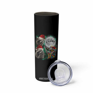 3 Raccoons Howling At Moon Christmas Skinny Tumbler Funny Weird Cursed Meme TS10 Print Your Wear