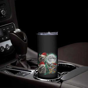 3 Raccoons Howling At Moon Christmas Skinny Tumbler Funny Weird Cursed Meme TS10 Print Your Wear