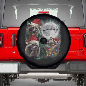 3 Raccoons Howling At Moon Christmas Spare Tire Cover Funny Weird Cursed Meme TS10 Black Print Your Wear