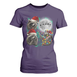 3 Raccoons Howling At Moon Christmas T Shirt For Women Funny Weird Cursed Meme TS10 Purple Print Your Wear
