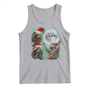 3 Raccoons Howling At Moon Christmas Tank Top Funny Weird Cursed Meme TS10 Athletic Heather Print Your Wear