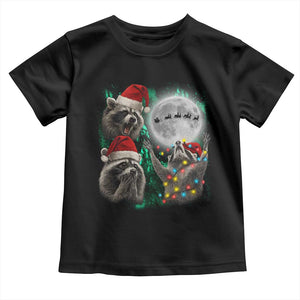 3 Raccoons Howling At Moon Christmas Toddler T Shirt Funny Weird Cursed Meme TS10 Black Print Your Wear