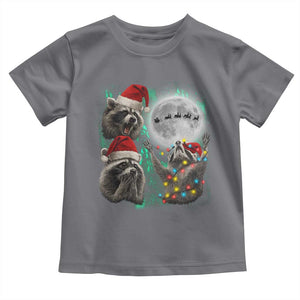 3 Raccoons Howling At Moon Christmas Toddler T Shirt Funny Weird Cursed Meme TS10 Charcoal Print Your Wear