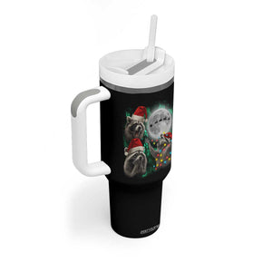 3 Raccoons Howling At Moon Christmas Tumbler With Handle Funny Weird Cursed Meme TS10 Print Your Wear