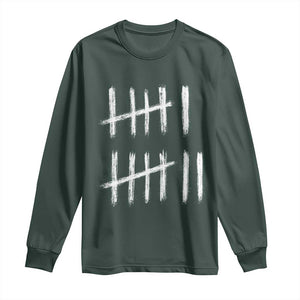 Funny Six Seven 67 Meme Long Sleeve Shirt Tally Marks 6 7 Numbers Gen Alpha Slang TS10 Dark Forest Green Print Your Wear