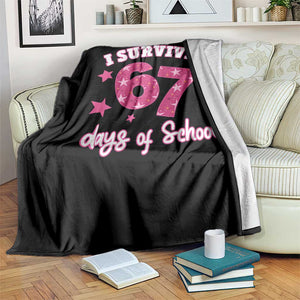 I Survived 67 Days Of School Throw Blanket Funny Six Seven Teachers Students Meme Pink TS10 Print Your Wear