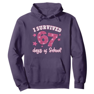 I Survived 67 Days Of School Hoodie Funny Six Seven Teachers Students Meme Pink TS10 Purple Print Your Wear