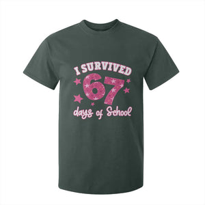 I Survived 67 Days Of School T Shirt For Kid Funny Six Seven Teachers Students Meme Pink TS10 Dark Forest Green Print Your Wear
