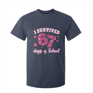 I Survived 67 Days Of School T Shirt For Kid Funny Six Seven Teachers Students Meme Pink TS10 Navy Print Your Wear
