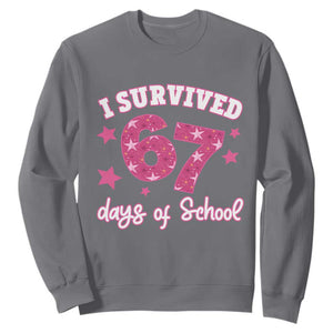 I Survived 67 Days Of School Sweatshirt Funny Six Seven Teachers Students Meme Pink TS10 Charcoal Print Your Wear