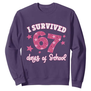 I Survived 67 Days Of School Sweatshirt Funny Six Seven Teachers Students Meme Pink TS10 Purple Print Your Wear