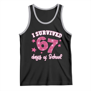 I Survived 67 Days Of School Tank Top Funny Six Seven Teachers Students Meme Pink TS10 Black Athletic Heather Print Your Wear