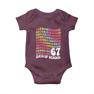67 Days of School Baby Onesie Funny Six Seven Meme Teacher Student Gen Alpha Slang TS10 Maroon Print Your Wear