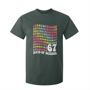 67 Days of School T Shirt For Kid Funny Six Seven Meme Teacher Student Gen Alpha Slang TS10 Dark Forest Green Print Your Wear