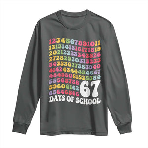 67 Days of School Long Sleeve Shirt Funny Six Seven Meme Teacher Student Gen Alpha Slang TS10 Dark Heather Print Your Wear