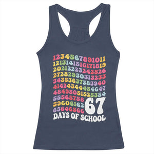 67 Days of School Racerback Tank Top Funny Six Seven Meme Teacher Student Gen Alpha Slang TS10 Navy Print Your Wear