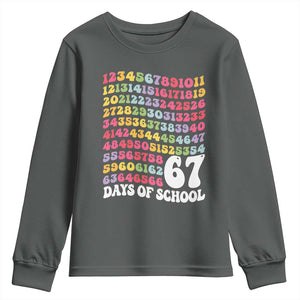 67 Days of School Youth Sweatshirt Funny Six Seven Meme Teacher Student Gen Alpha Slang TS10 Dark Heather Print Your Wear