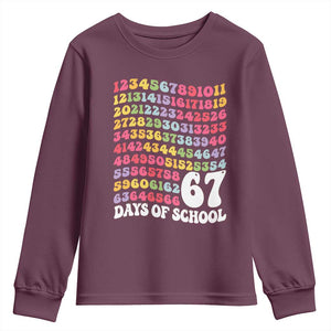 67 Days of School Youth Sweatshirt Funny Six Seven Meme Teacher Student Gen Alpha Slang TS10 Maroon Print Your Wear