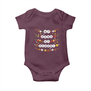 Christmas 67 Days of School Baby Onesie Bracelets 6 7 Teacher Student Funny Six Seven Meme Slang TS10 Maroon Print Your Wear