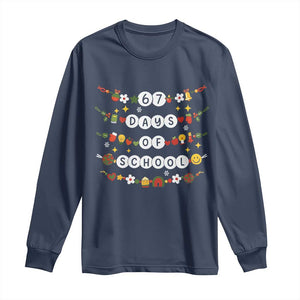 Christmas 67 Days of School Long Sleeve Shirt Bracelets 6 7 Teacher Student Funny Six Seven Meme Slang TS10 Navy Print Your Wear