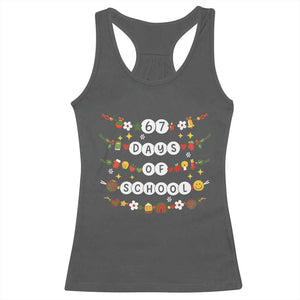 Christmas 67 Days of School Racerback Tank Top Bracelets 6 7 Teacher Student Funny Six Seven Meme Slang TS10 Dark Heather Print Your Wear