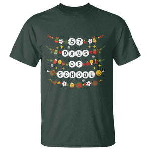 Christmas 67 Days of School T Shirt Bracelets 6 7 Teacher Student Funny Six Seven Meme Slang TS10 Dark Forest Green Print Your Wear