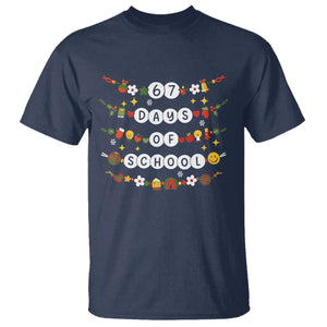 Christmas 67 Days of School T Shirt Bracelets 6 7 Teacher Student Funny Six Seven Meme Slang TS10 Navy Print Your Wear