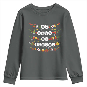 Christmas 67 Days of School Youth Sweatshirt Bracelets 6 7 Teacher Student Funny Six Seven Meme Slang TS10 Dark Heather Print Your Wear